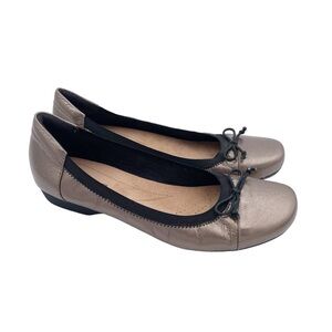 Clarks Collection Soft Cushion Blanche Nora Ballet Flats Metallic Leather Size 9